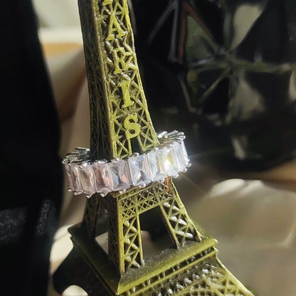 Bague ajustable avec perle en baguette